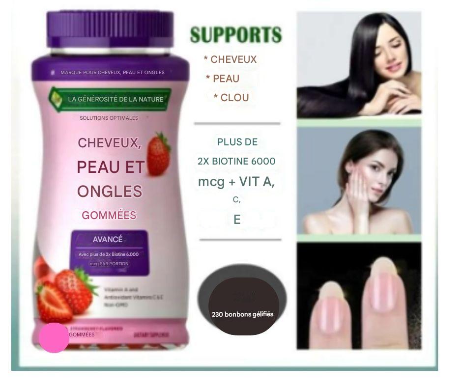 Nature's Bounty Gummies Avancées pour Cheveux, Peau et Ongles