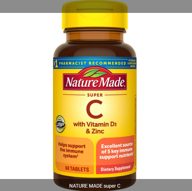 NATURE MADE super C: Vitamine C + Vitamine D3 + Zinc Nature Made x60 Comprimés