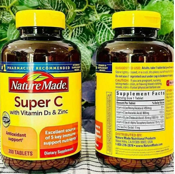 NATURE MADE super C: Vitamine C + Vitamine D3 + Zinc Nature Made x60 Comprimés