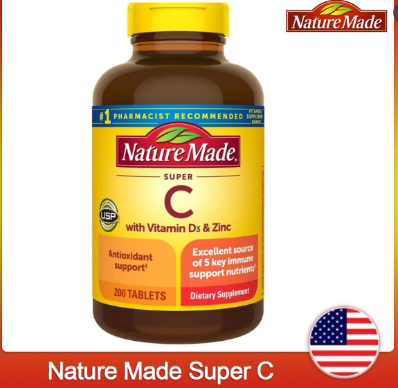 NATURE MADE super C: Vitamine C + Vitamine D3 + Zinc Nature Made x60 Comprimés